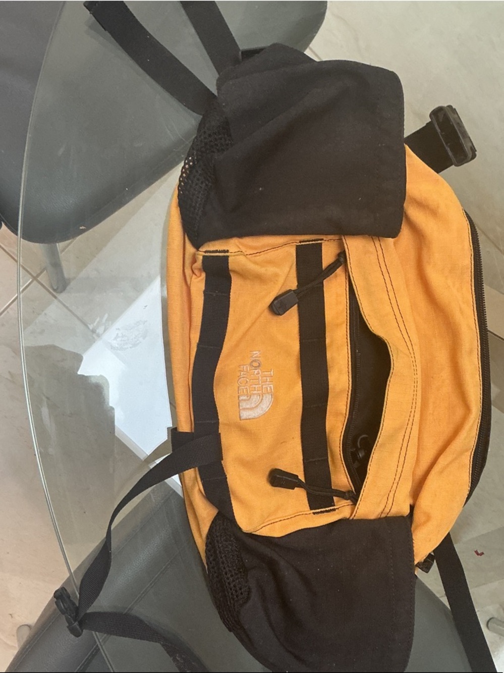 The North Face Yellow and Black Waist Sling Bag